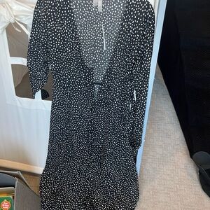 Maternity NWT Elegant Black and White Polka Dot Dress